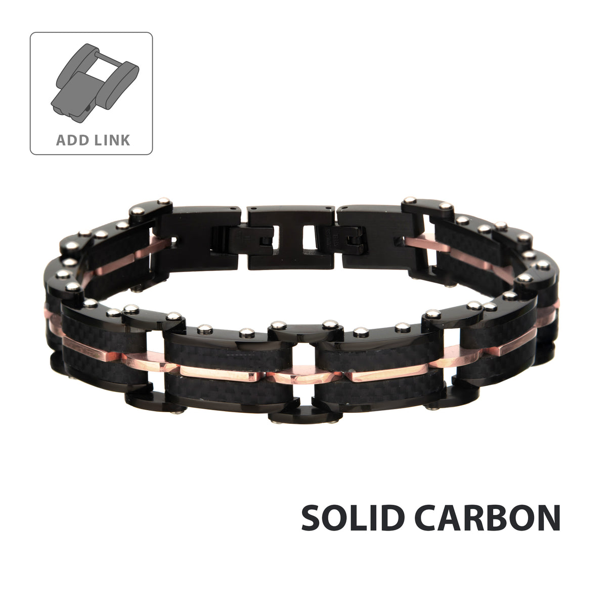 Carbon Graphite Rose Gold Link Bracelet