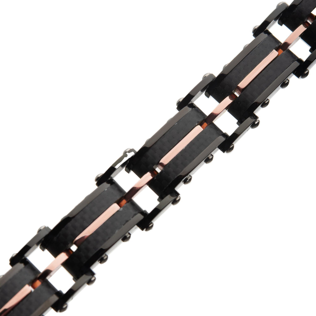 Carbon Graphite Rose Gold Link Bracelet