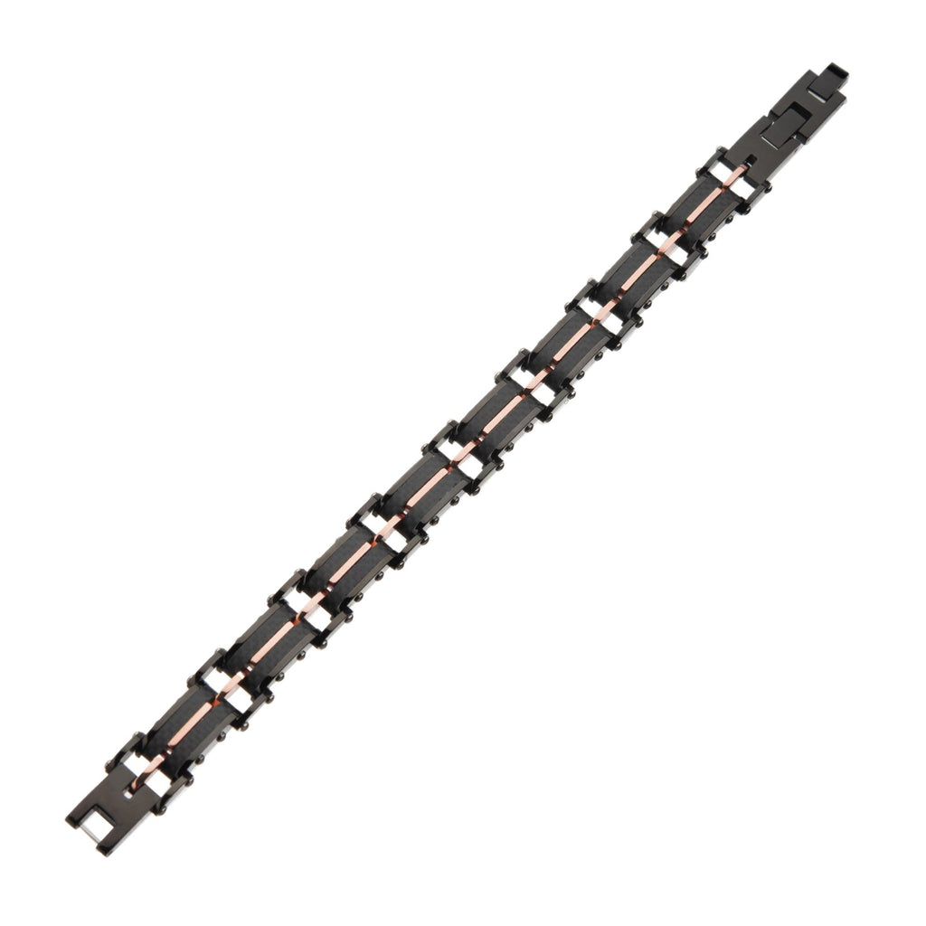 Carbon Graphite Rose Gold Link Bracelet