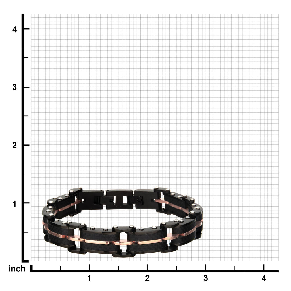 Carbon Graphite Rose Gold Link Bracelet