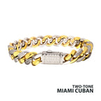 12mm Two-Tone CZ Miami Cuban Bracelet