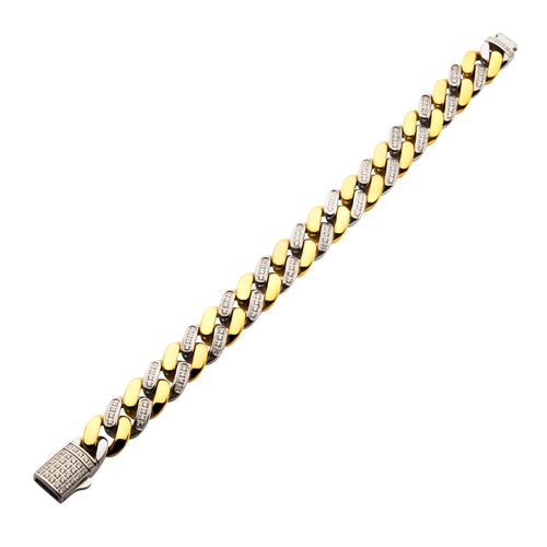 12mm Two-Tone CZ Miami Cuban Bracelet