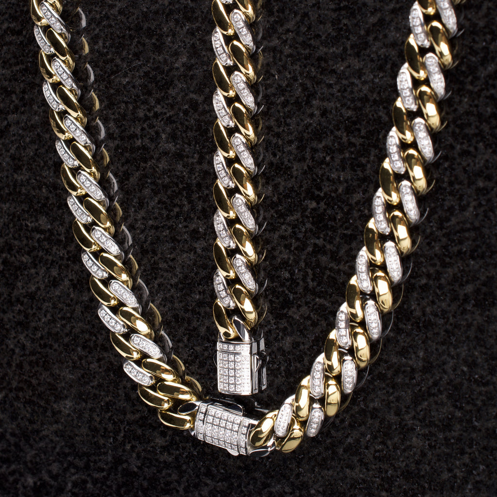 12mm Two-Tone CZ Miami Cuban Bracelet