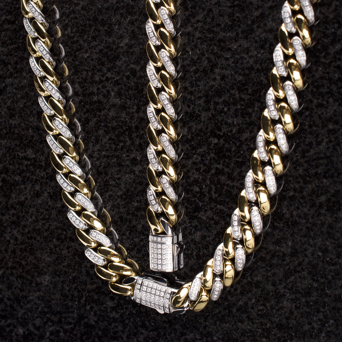 12mm Two-Tone CZ Miami Cuban Bracelet