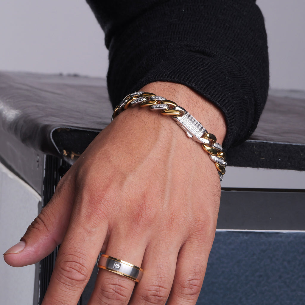 12mm Two-Tone CZ Miami Cuban Bracelet