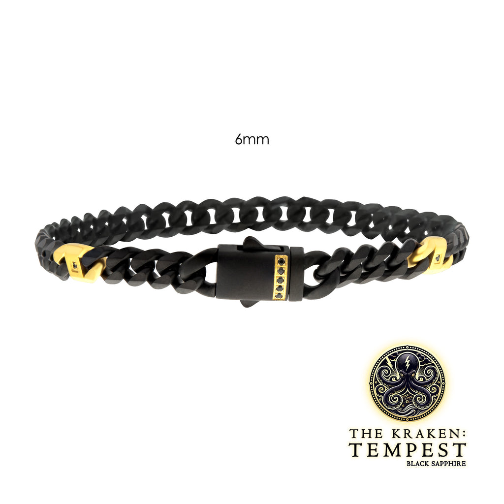 Matte 6mm Black Sapphire Miami Cuban Bracelet