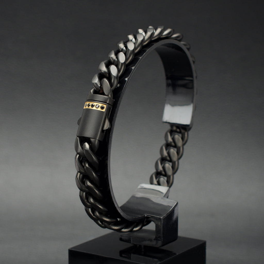 10mm Black Sapphire Miami Cuban Bracelet