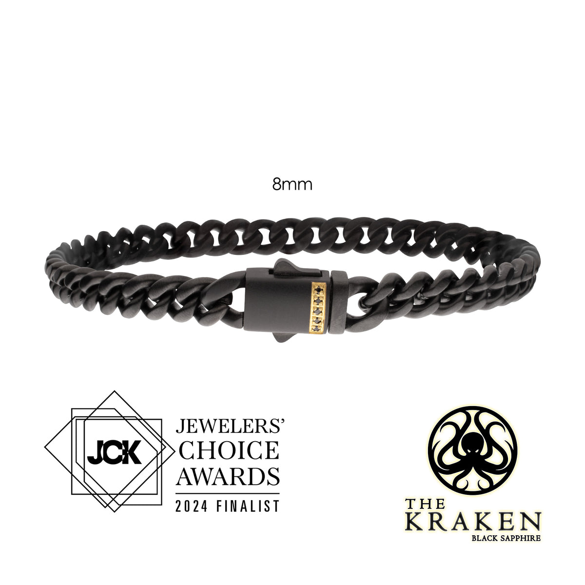 Matte 8mm Black Sapphire Miami Cuban Bracelet