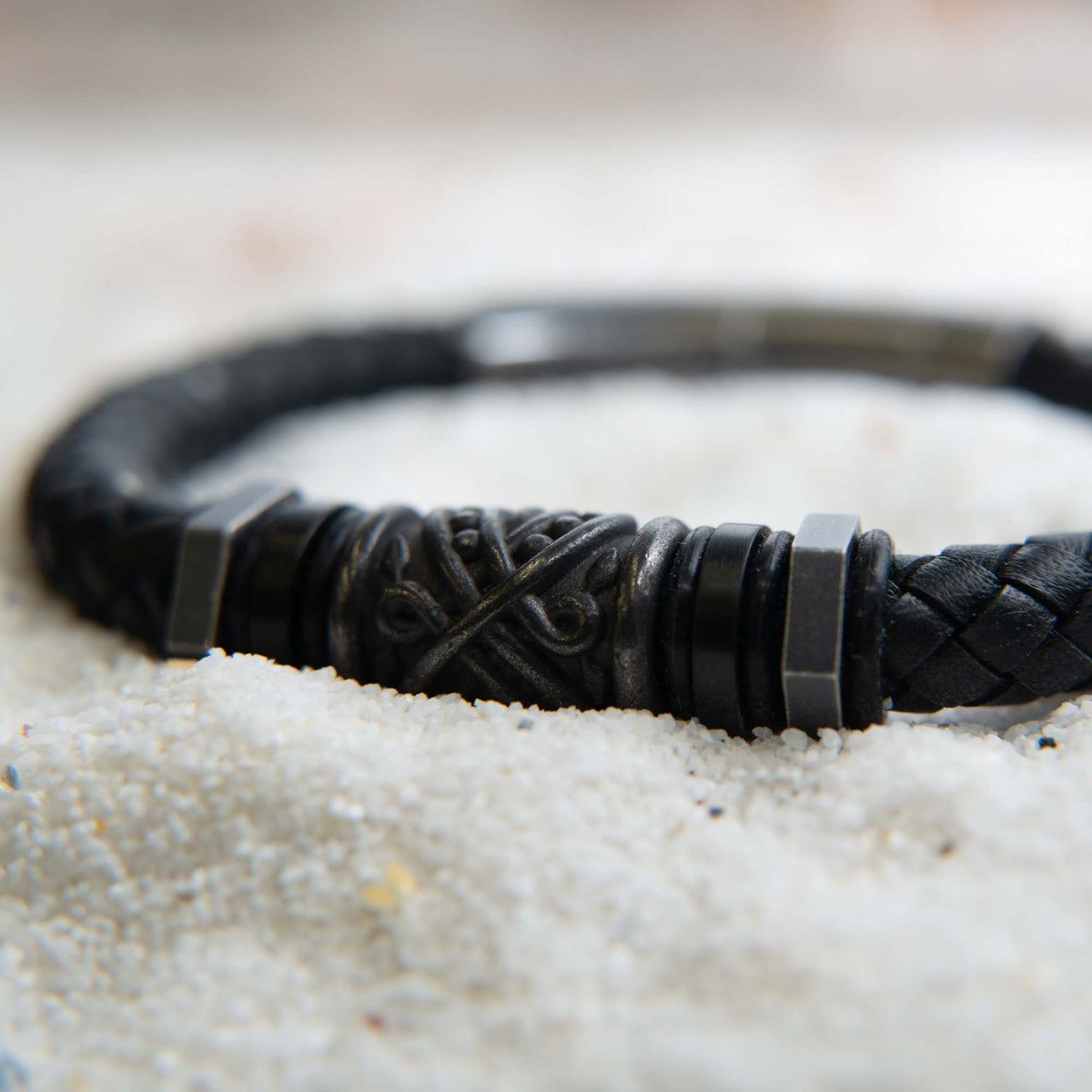 8mm Gunmetal Braided Bracelet
