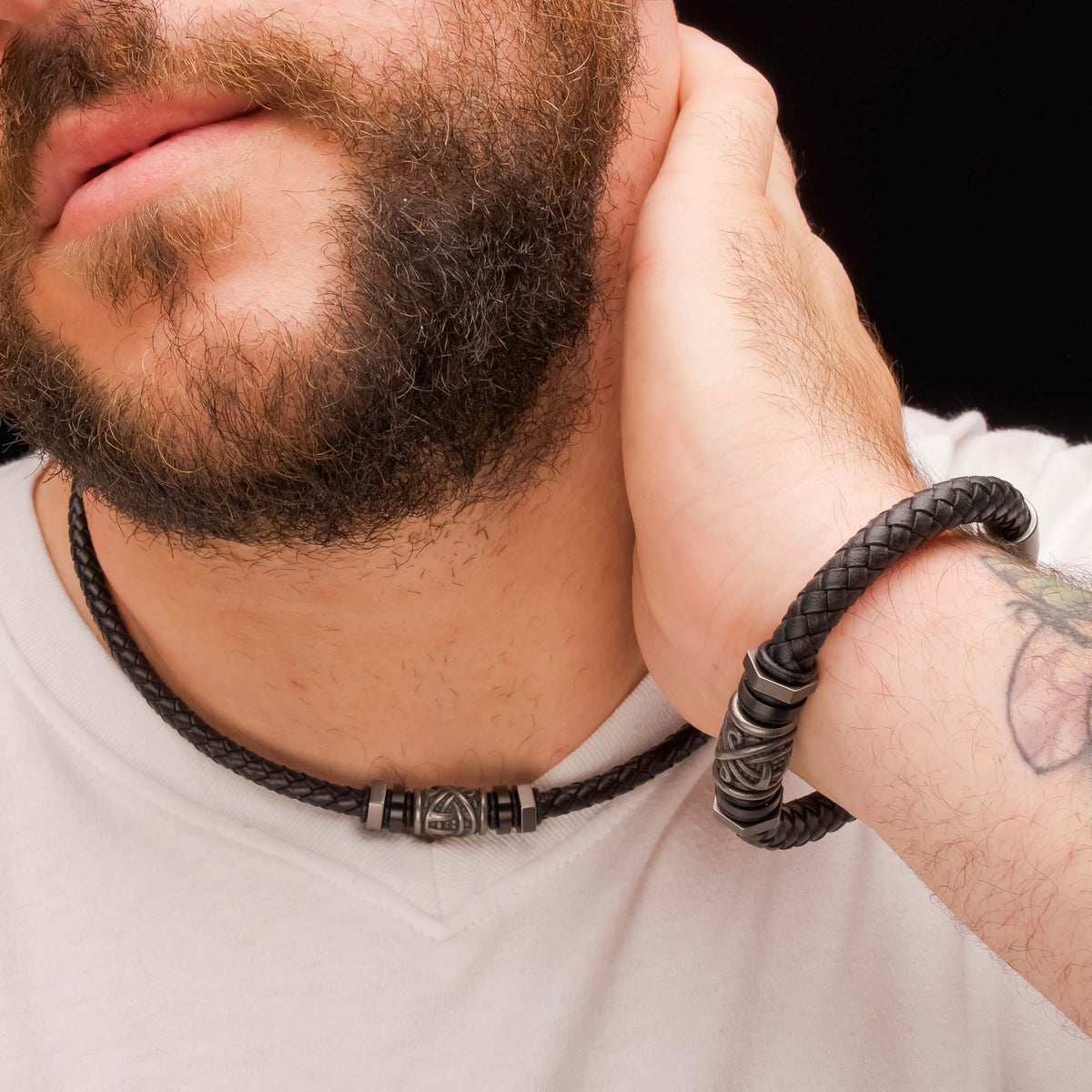 8mm Gunmetal Braided Bracelet