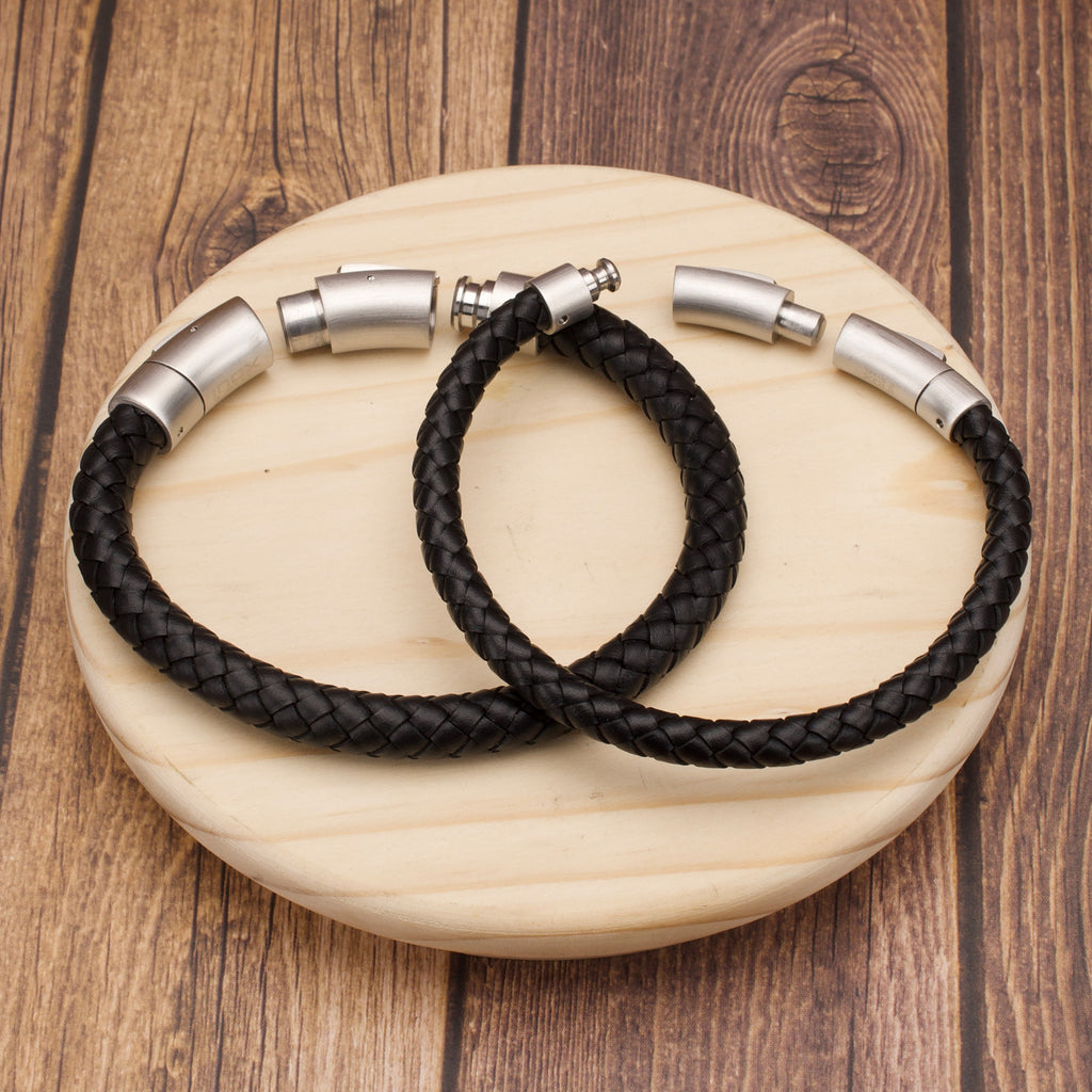8mm Leather Braided Bracelet