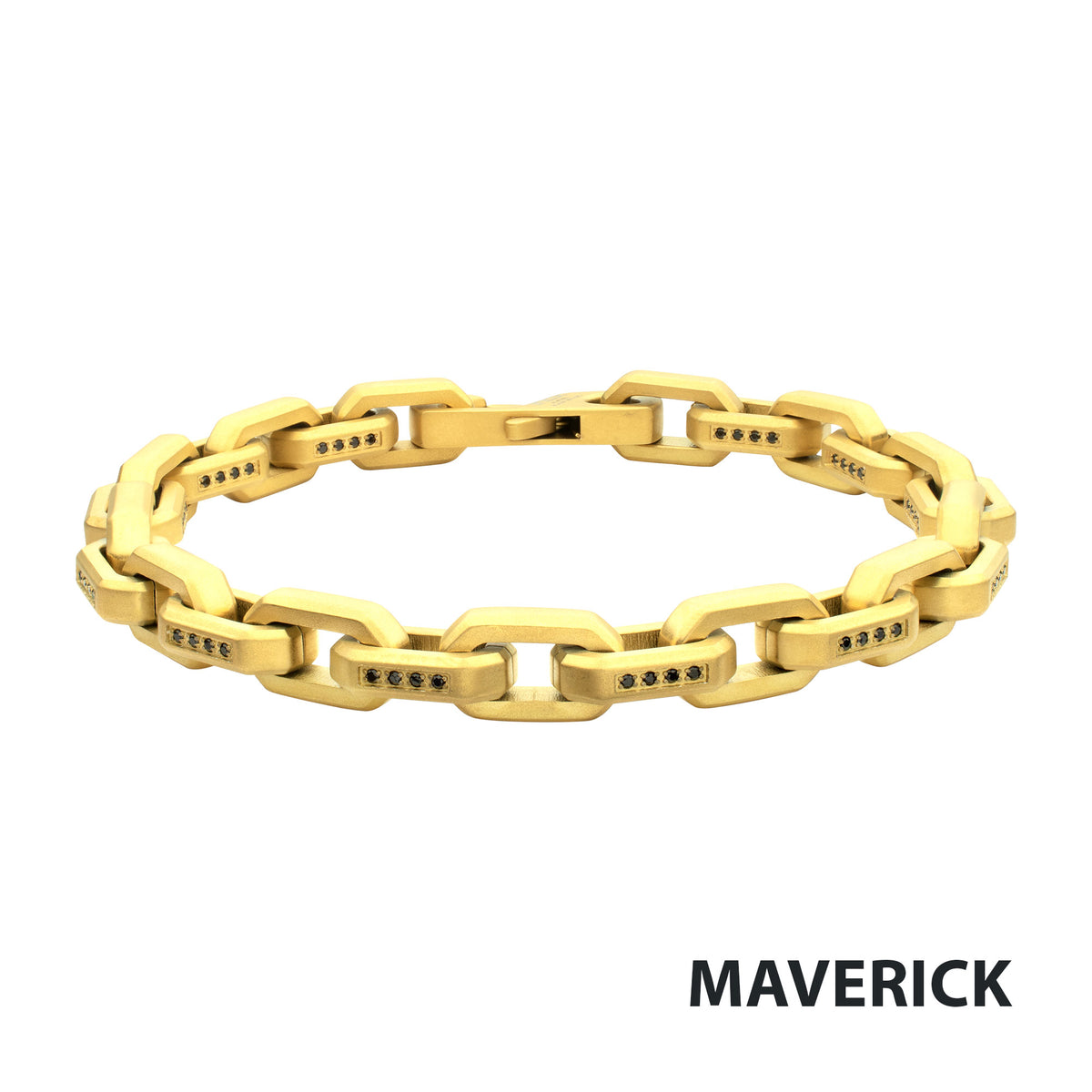 8mm Gold Black Spinel Link Bracelet