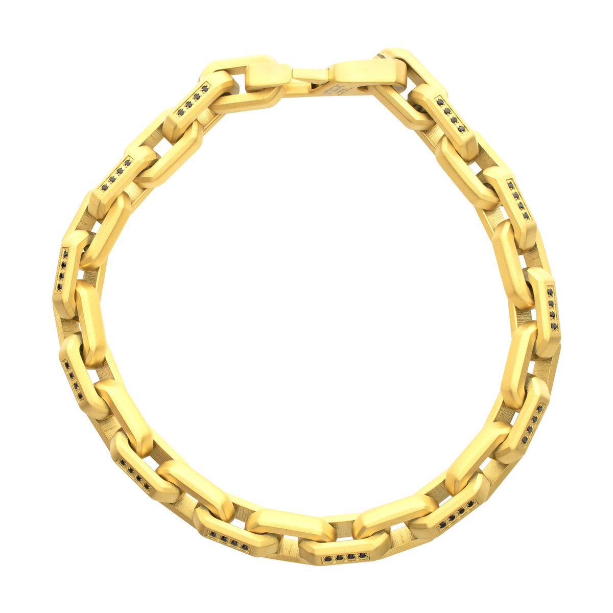 8mm Gold Black Spinel Link Bracelet