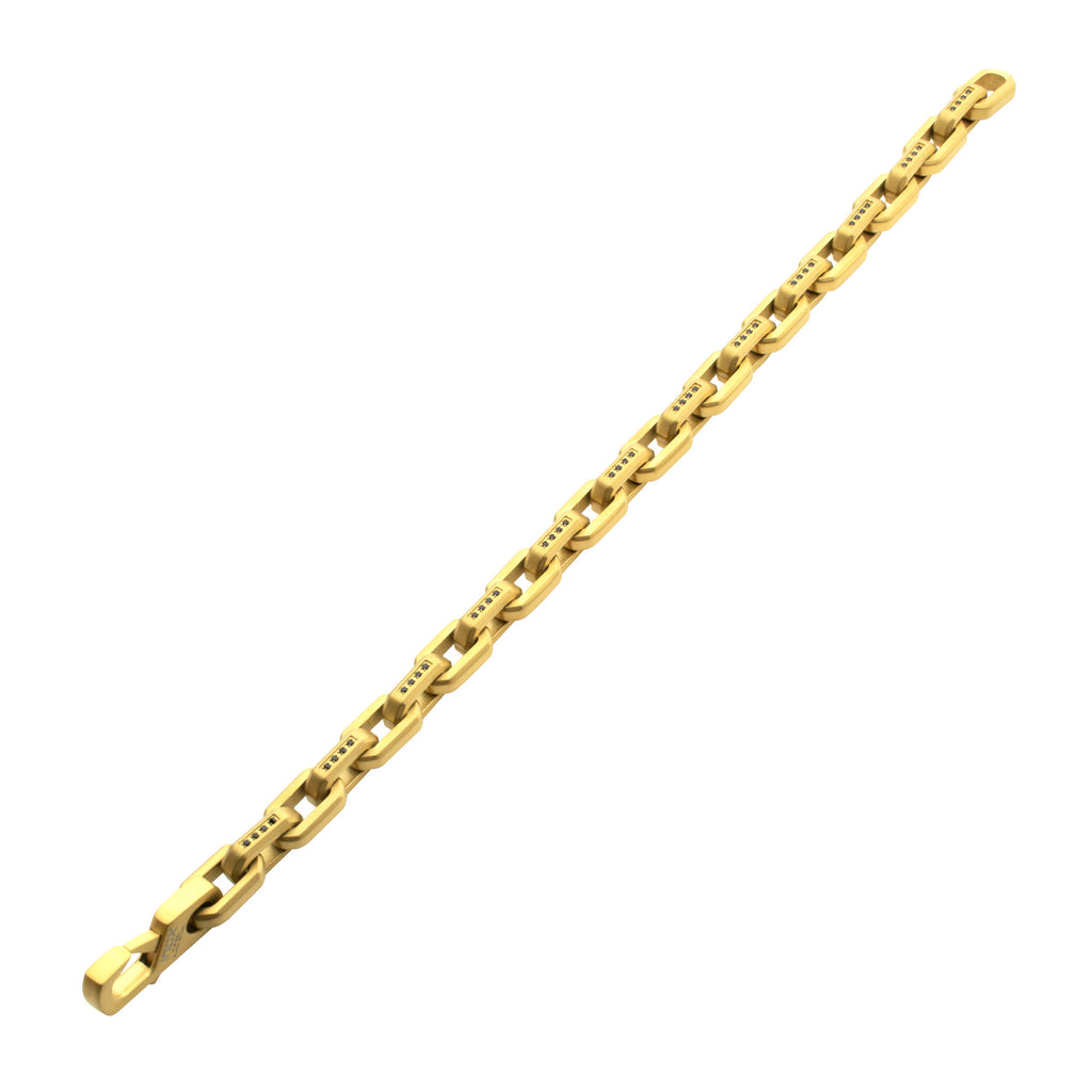 8mm Gold Black Spinel Link Bracelet