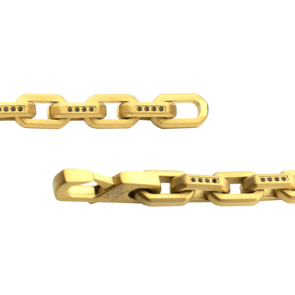 8mm Gold Black Spinel Link Bracelet