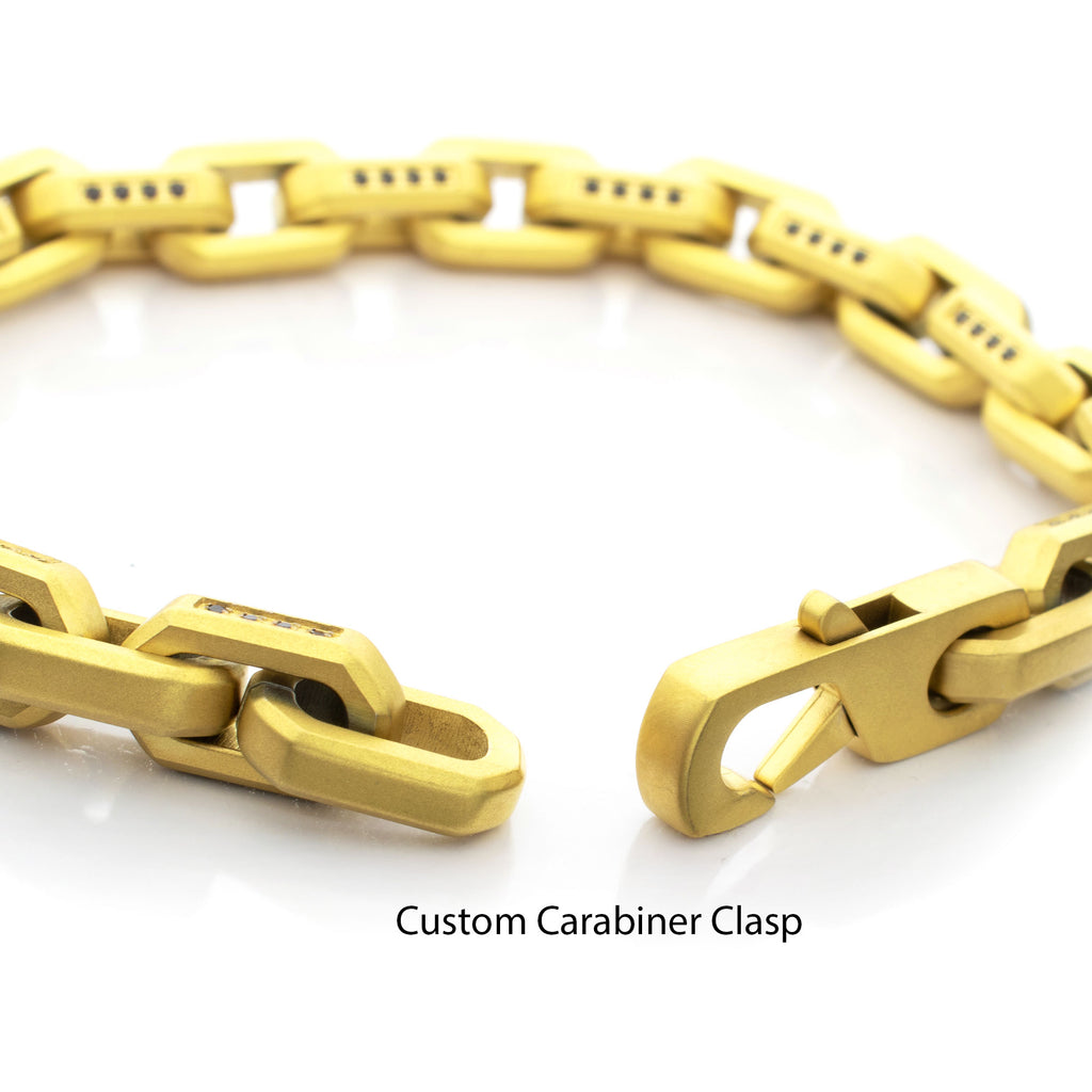 8mm Gold Black Spinel Link Bracelet