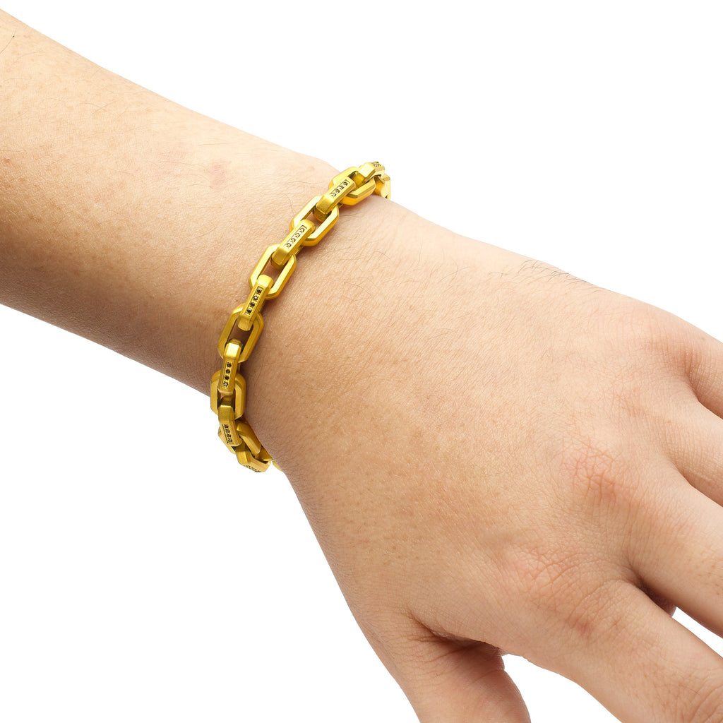 8mm Gold Black Spinel Link Bracelet