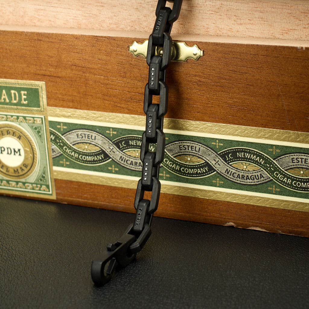 8mm Black Spinel Link Bracelet