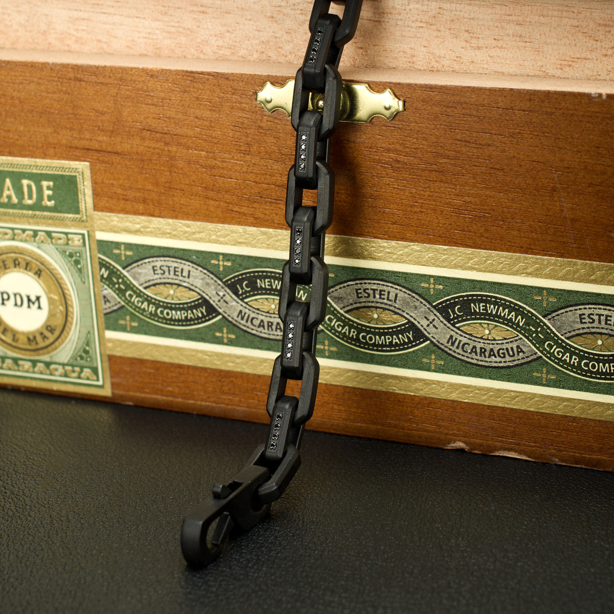 8mm Black Spinel Link Bracelet