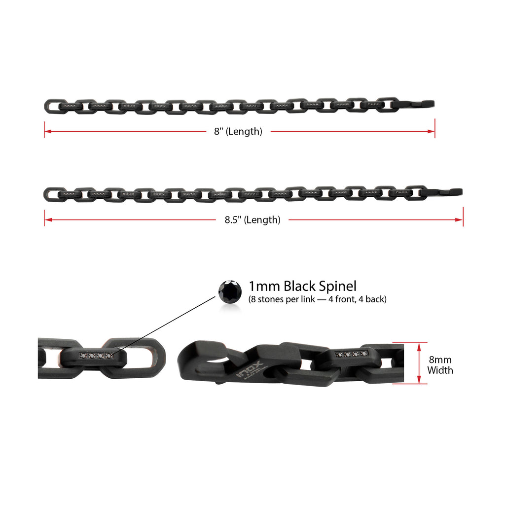 8mm Black Spinel Link Bracelet