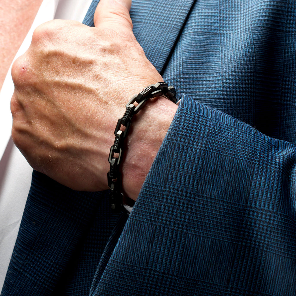 8mm Black Spinel Link Bracelet