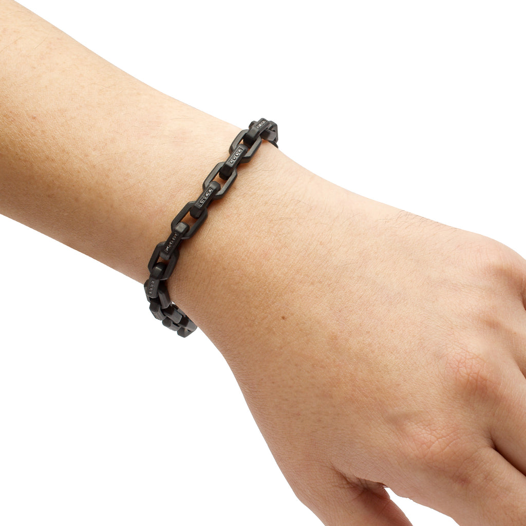 8mm Black Spinel Link Bracelet