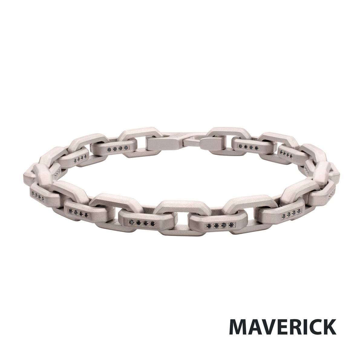 8mm Steel Black Spinel Link Bracelet