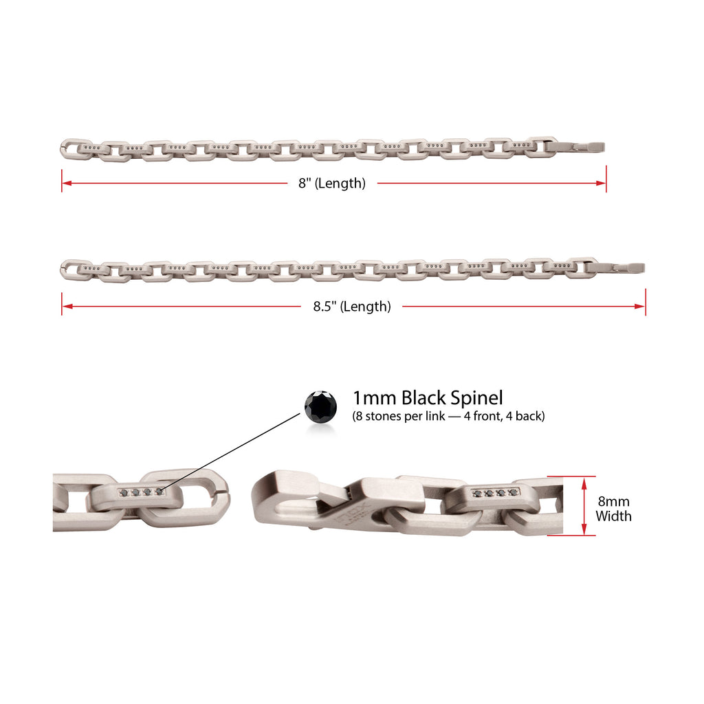 8mm Steel Black Spinel Link Bracelet