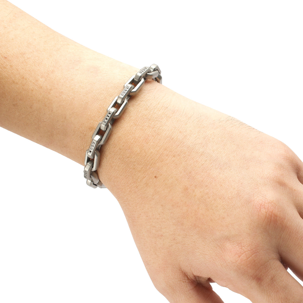 8mm Steel Black Spinel Link Bracelet