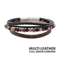 Leather Bloodstone Bead Bracelet