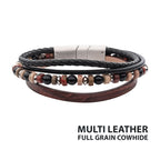 Leather Bloodstone Bead Bracelet