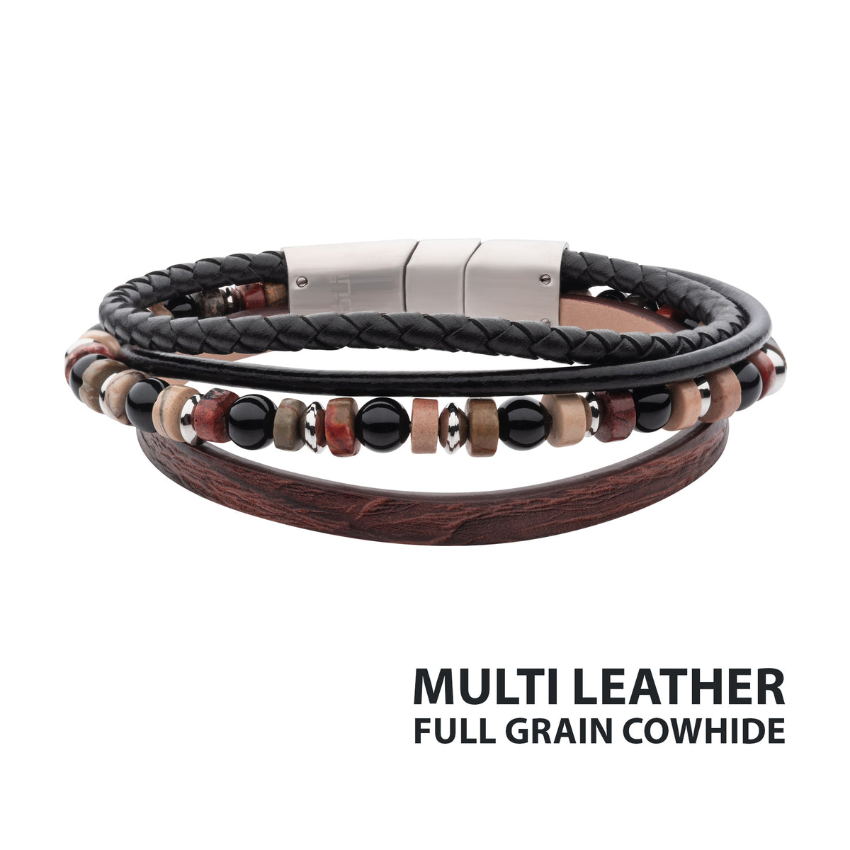 Leather Bloodstone Bead Bracelet