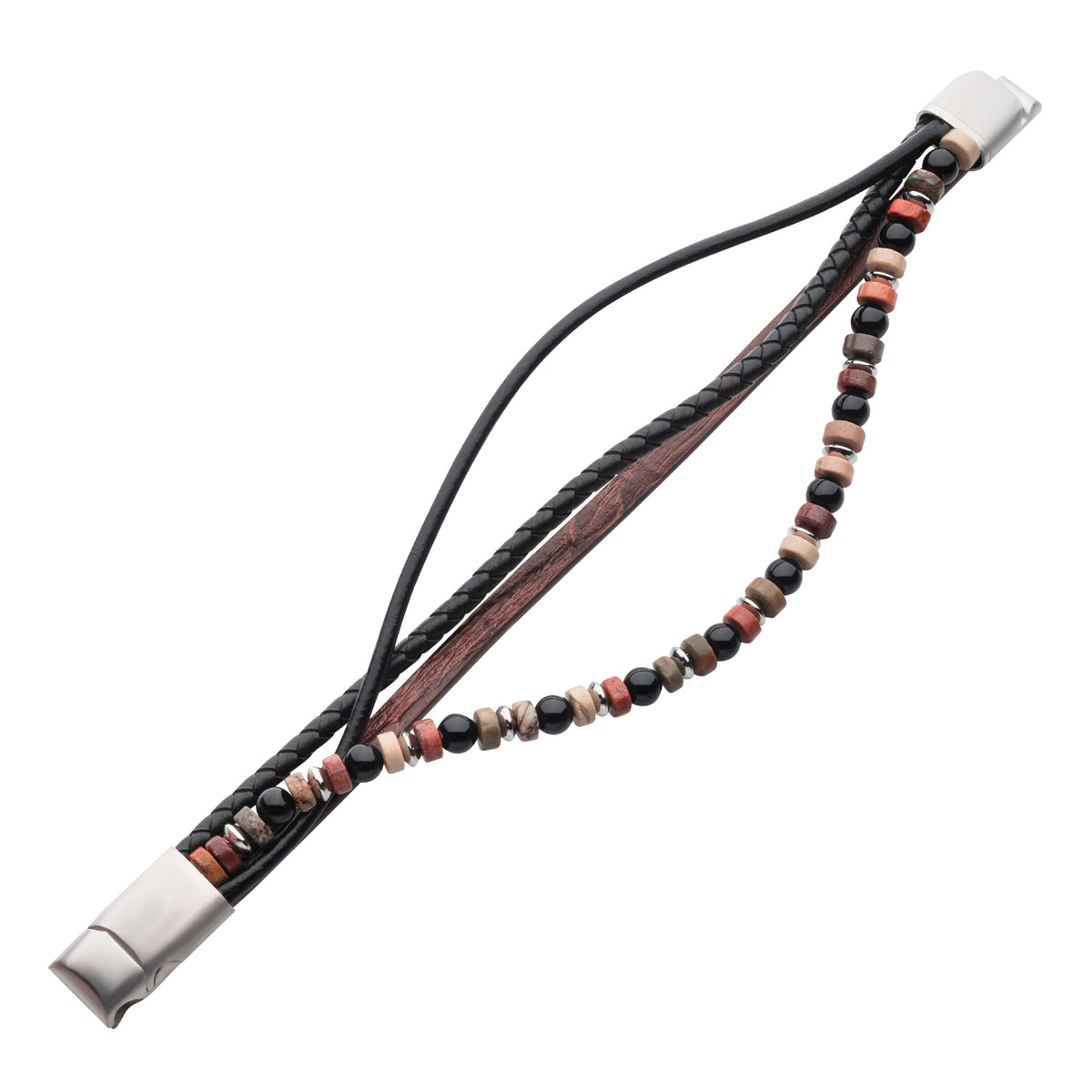 Leather Bloodstone Bead Bracelet