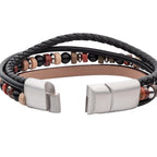 Leather Bloodstone Bead Bracelet