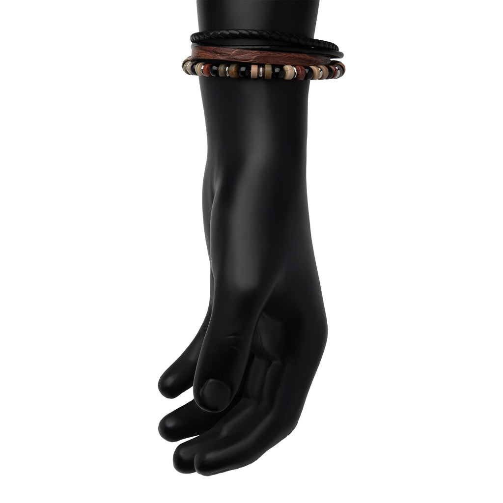 Leather Bloodstone Bead Bracelet