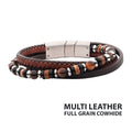 Leather Tiger's Eye Bead Bracelet [BRM1437]