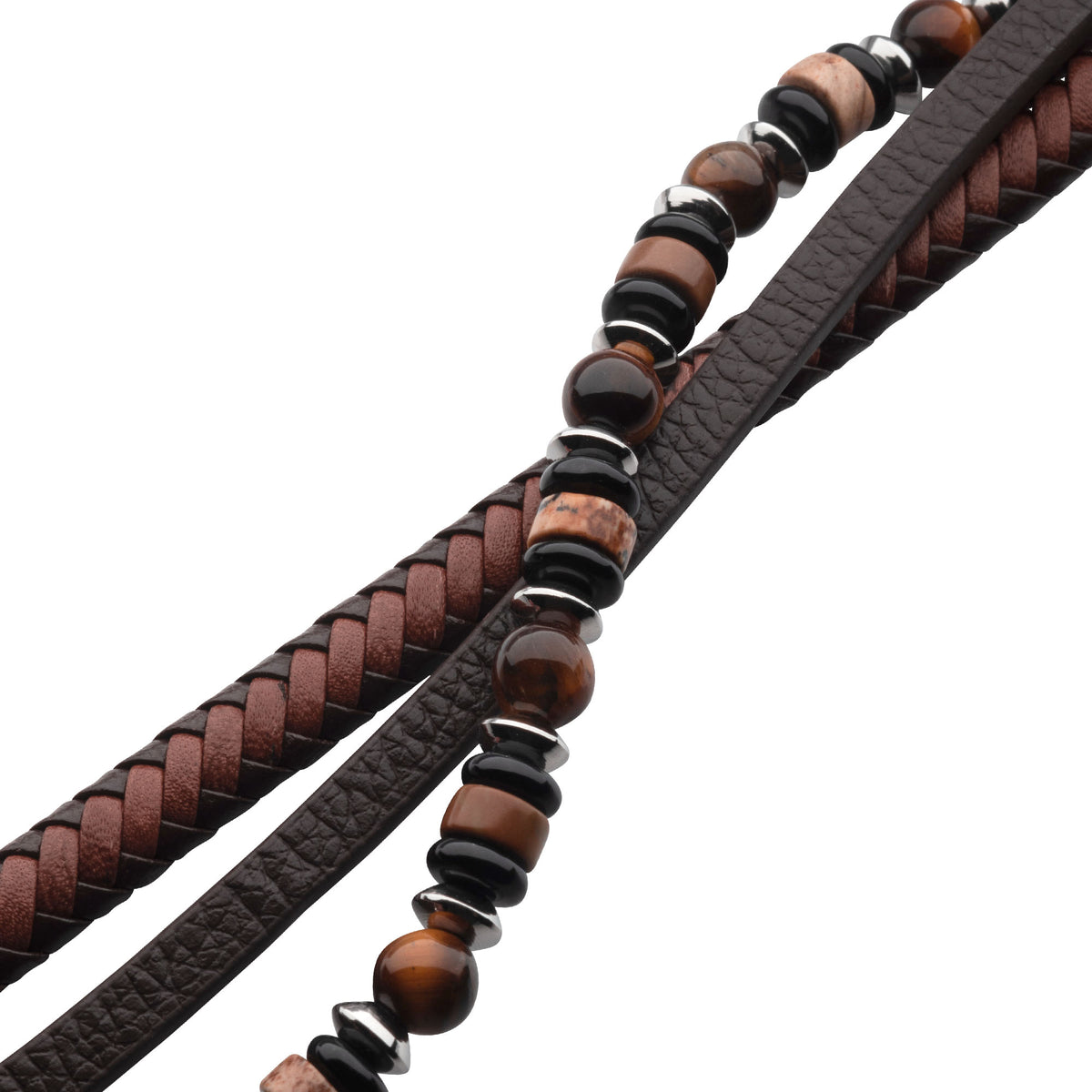 Leather Tiger's Eye Bead Bracelet [BRM1437]
