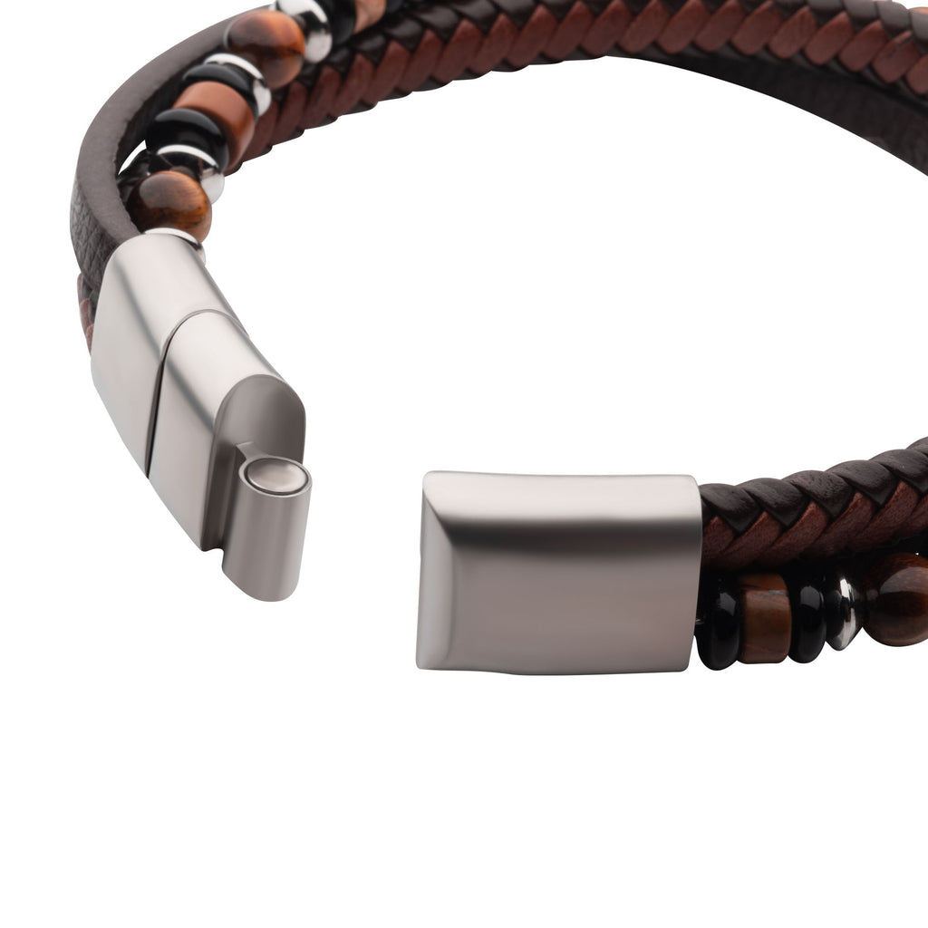 Leather Tiger's Eye Bead Bracelet [BRM1437]
