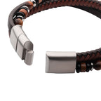 Leather Tiger's Eye Bead Bracelet [BRM1437]