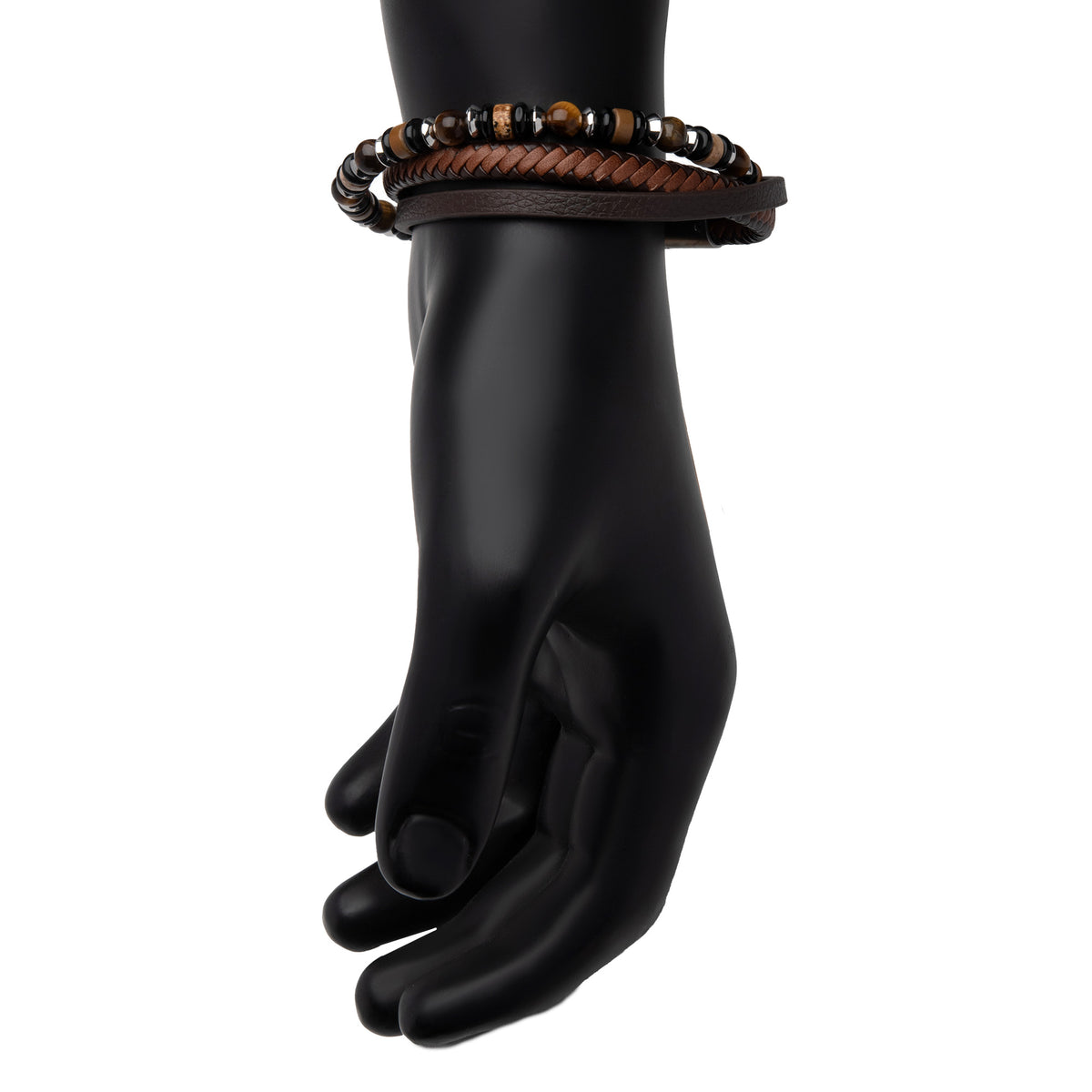 Leather Tiger's Eye Bead Bracelet [BRM1437]