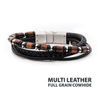 Leather Tiger's Eye Bead Bracelet