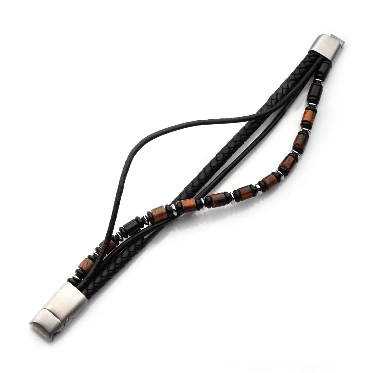 Leather Tiger's Eye Bead Bracelet
