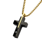 Gold Lab Diamond Solitaire Cross Pendant