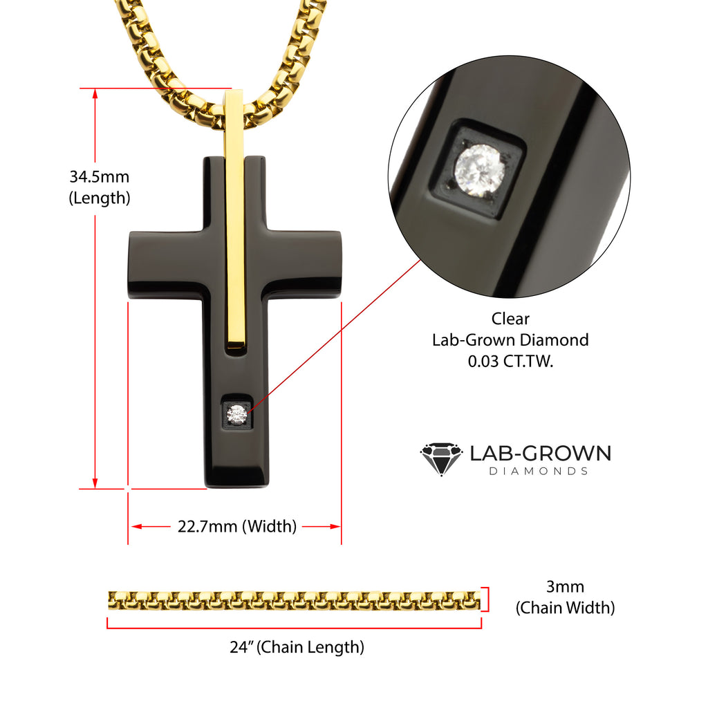 Gold Lab Diamond Solitaire Cross Pendant