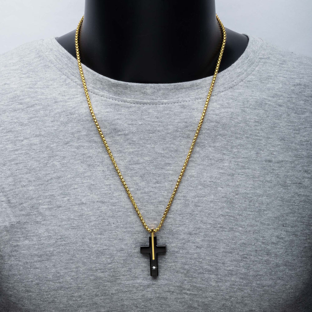 Gold Lab Diamond Solitaire Cross Pendant