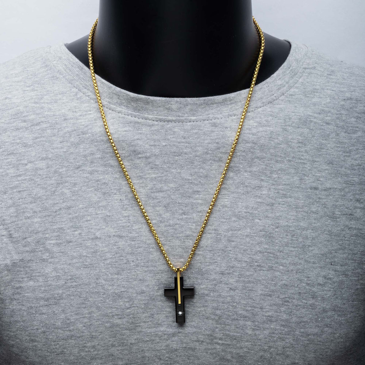 Gold Lab Diamond Solitaire Cross Pendant