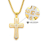 Gold Lab Diamond Tribal Cross Pendant