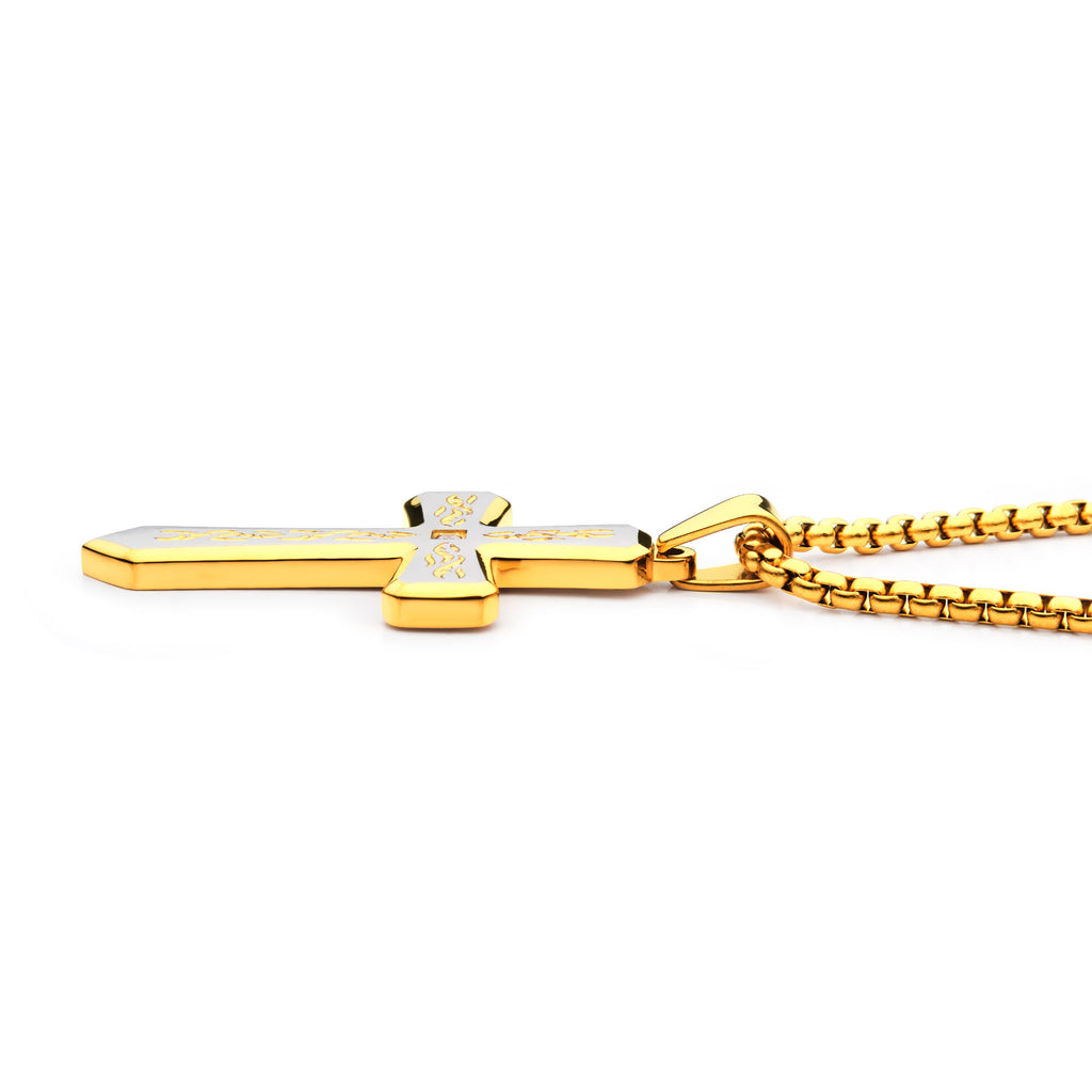 Gold Lab Diamond Tribal Cross Pendant