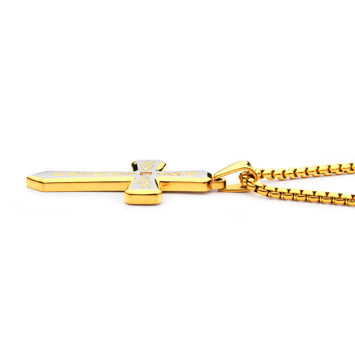 Gold Lab Diamond Tribal Cross Pendant