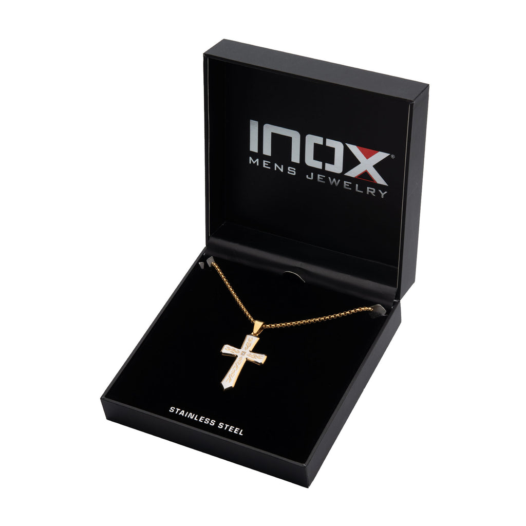 Gold Lab Diamond Tribal Cross Pendant